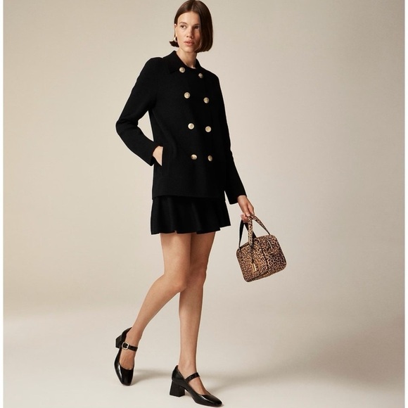 NEW J. Crew Women's Black Size XS Warwick Wool Cotton Blend Sweater Blazer Coat - Picture 2 of 15